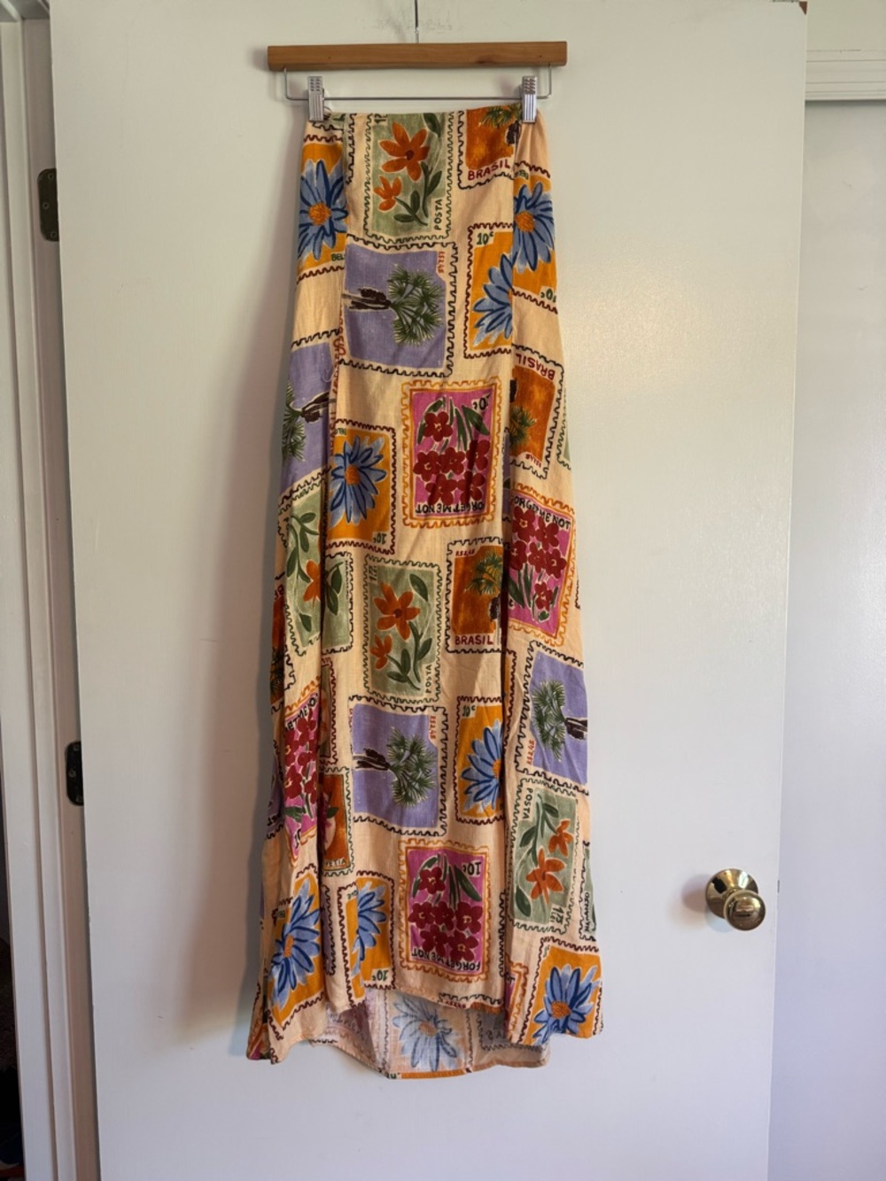 Boho Floral Patchwork Maxi Dress in Peach